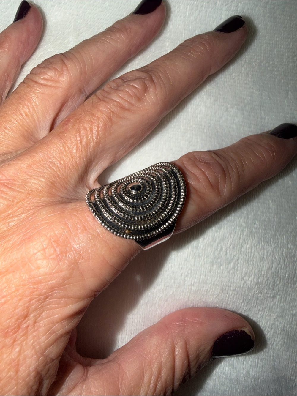 Silver Tone Spiral Statement Ring - Sz 8
